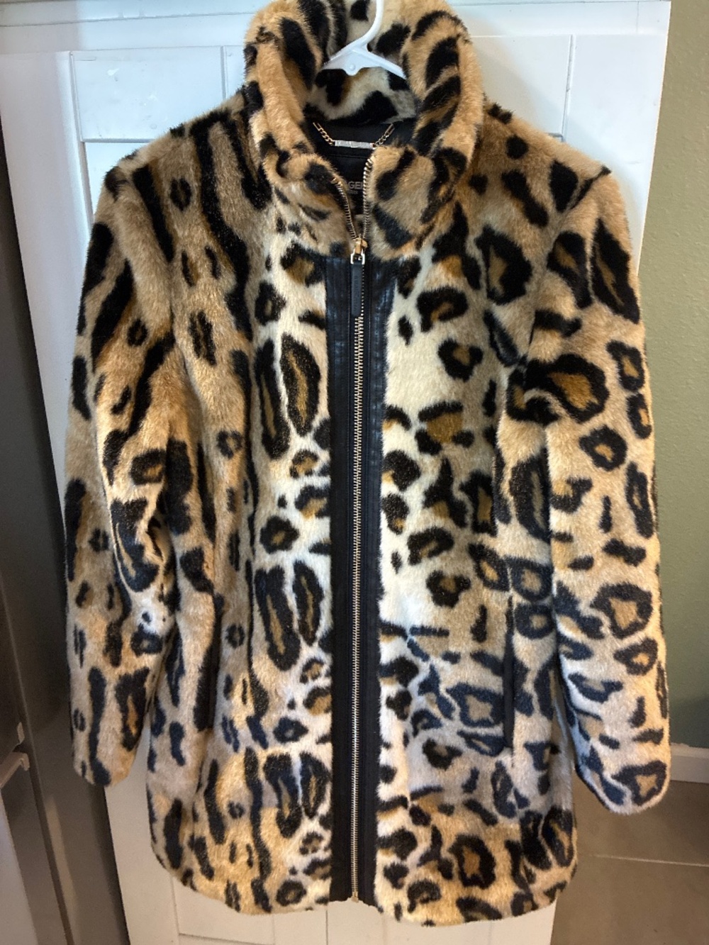 Karl Lagerfeld Jacket Coat with Gold & Faux leather details Size XS like NEW